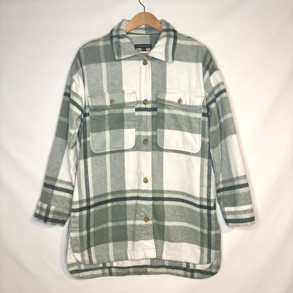 Banana Republic Green and White Plaid Utility Jacket - Picture 3 of 12